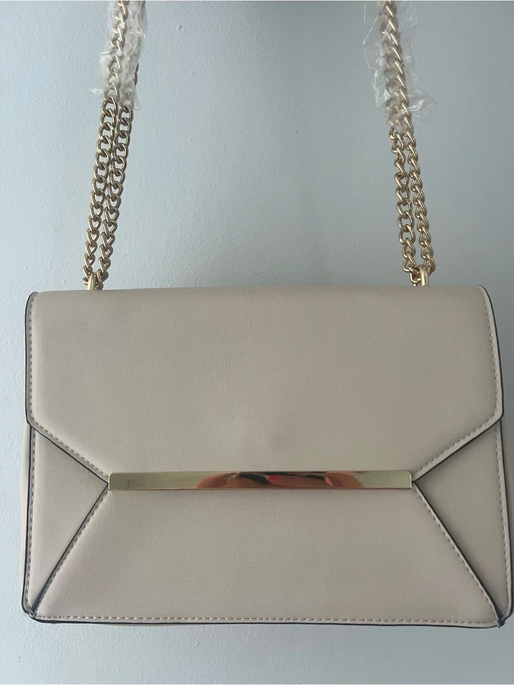 Elegant ROFA DESIGN Cream Chain-Handle Shoulder Bag with Gold Accent